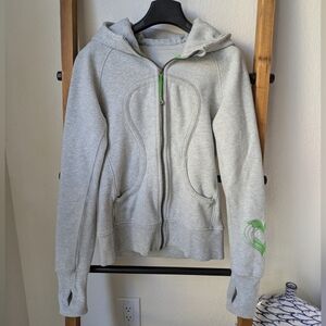 lululemon athletica Women's Gray Hoodie with Green Embroidered Heart